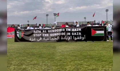 Palestino takımından protesto