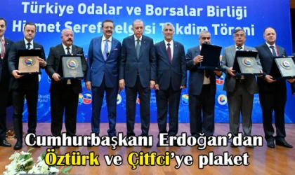 Cumhurbaşkanı Erdoğan’dan Öztürk ve Çitfci’ye plaket