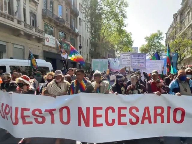 Arjantin'de yerli topluluklar yaşam alanları için gösteri düzenledi