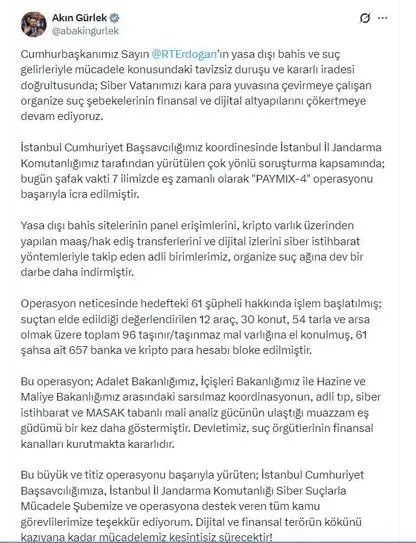 7 ilde yasa dışı bahis operasyonu; 61 şüpheli hakkında işlem başlatıldı