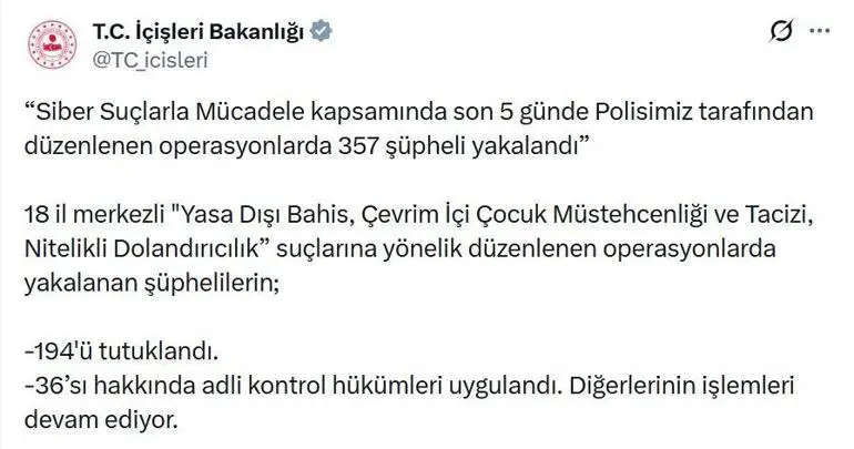 18 ilde siber suçlara yönelik operasyon; 194 tutuklama