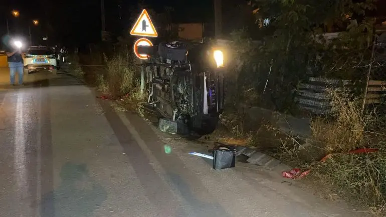Bursada kontrolden çıkan otomobil takla attı: 2 yaralı
