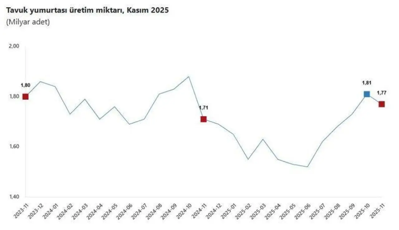 TÜİK: Tavuk eti, yumurta ve içme sütü üretim miktarları azaldı