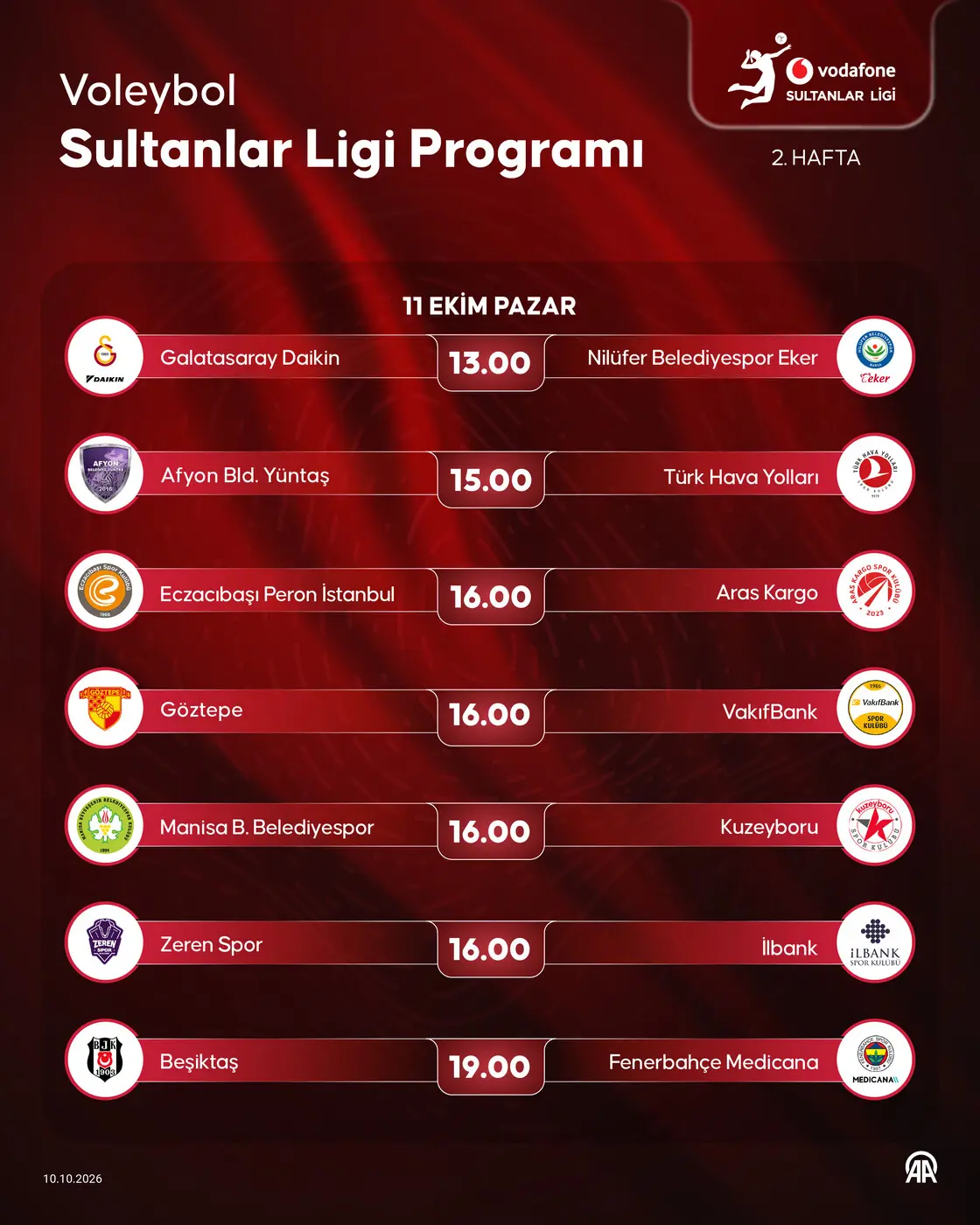 Voleybol Sultanlar Ligi programı