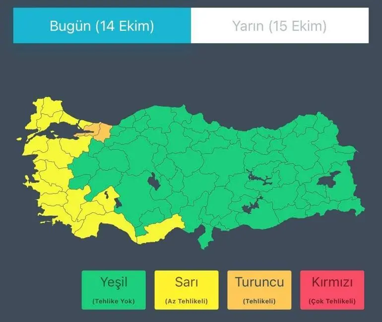 İçişleri Bakanlığından sağanak ve fırtına uyarısı